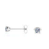4 Prong - 0.20 Carat Cushion Cut Certified Lab Diamond - Solitaire Stud Earrings - 18K White Gold Plating Over Silver