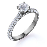 Micro Pave Set 1.50 Carat Round Cut Moissanite Engagement Ring