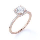1.50 Carat Round Cut Moissanite  Halo Engagement Ring