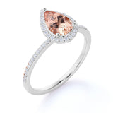 1.25 ct Pear Peach Pink Morganite Halo Engagement Ring