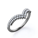 0.30 TCW Round Double Pave V Curved Wedding Band