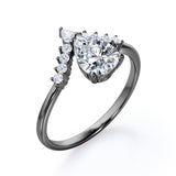 V Shaped 0.6 Carat Pear Moissanite Engagement Ring