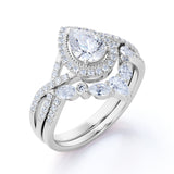 1.25 Carat Pear Cut Moissanite Infinity Bridal Set