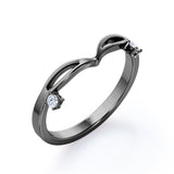 Double Stone - 0.05 TCW Round Moissanite - Flat Split Shank Wedding Band - Rose Gold