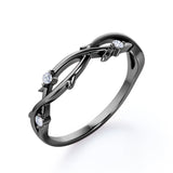 Nature Inspired 0.05 CT Round Cut 3-Stone Wedding Band