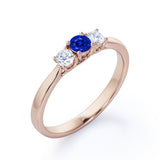 Trio 0.7 Ct Round Cut Lab Sapphire Engagement Ring