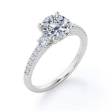 Certified 1.35 CT Round Lab Diamond Half Eternity Pave Engagement Ring