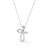 Ribbon Twist 0.25 TCW Round Cut Crucifix Pendant Necklace