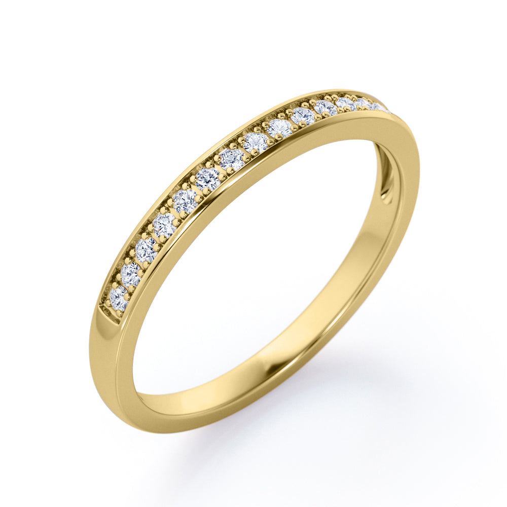 Semi Eternity 0.15 TCW Pave Accented Wedding Band