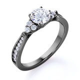 Cluster 1 Carat Round Moissanite Pave Engagement Ring