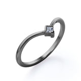 Solitaire 0.10 TCW Round Cut V Shaped Wedding Band