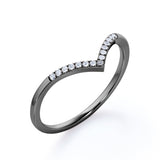 V-Curved 0.15 TCW Round Shape Pave Wedding Ring