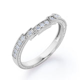 Milgrain Staircase 0.15 TCW Round Cut Wedding Band