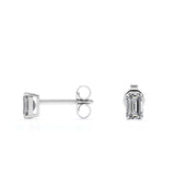 0.20 Carat Emerald Cut Certified Lab Diamond - Minimalist Solitaire Stud Earrings - 18K White Gold Plating Over Silver
