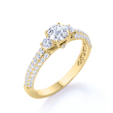 1.25 Carat Round Cut Moissanite Micro Pave Engagement Ring