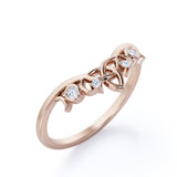 Iconic Moon Phase - 0.10 TCW Round Moissanite - Bezel and Prong Wedding Band - Rose Gold