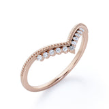 Milgrain-Bordered Band 0.15 TCW Round Shaped Moissanite Pave-Prong Wedding Band in Black Gold