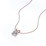 Certified Beautiful 1.5 Carat Princess Cut Moissanite Pendant Necklace In 18K Yellow Gold Plating Over Silver