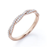 Pave Accented - 0.25 Carat Round Shaped - Semi Infinity Wedding Band - 18K Black Gold Plating over Silver