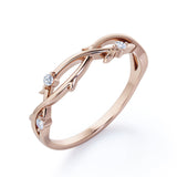 Nature Inspired 0.05 CT Round Cut 3-Stone Wedding Band