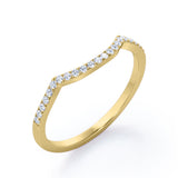 Pave Curved 0.15 TCW Round Half Eternity Wedding Band