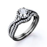 Twisted 1.75 Carat Round Moissanite Halo Bridal Set