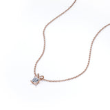 Certified - 0.5 Carat Princess Cut Moissanite - Simple Pendant Necklace - 18K Rose Gold Plating Over Silver