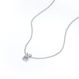 Certified - 0.5 Carat Princess Cut Moissanite - Simple Pendant Necklace - 18K Rose Gold Plating Over Silver