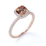 1.75 ct Cushion Lab Created Morganite Halo Engagement Ring