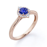 Milgrain 0.70 Ct Round Cut Lab Sapphire Engagement Ring