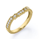 Milgrain Staircase 0.15 TCW Round Cut Wedding Band