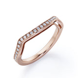 Pave 0.15 TCW Round Shape Curved Wedding Band
