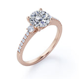 Certified 1.35 CT Round Lab Diamond Half Eternity Pave Engagement Ring