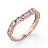 Milgrain Staircase 0.15 TCW Round Cut Wedding Band