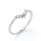 Minimalist V Shaped 0.10 TCW Pave Wedding Band