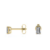 0.20 Carat Emerald Cut Certified Lab Diamond - Minimalist Solitaire Stud Earrings - 18K White Gold Plating Over Silver