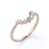 0.10 TCW Round Shape Curved Pave Wedding Band