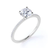 Certified 1.25 CT Round Lab Diamond Four Prong Pave Engagement Ring