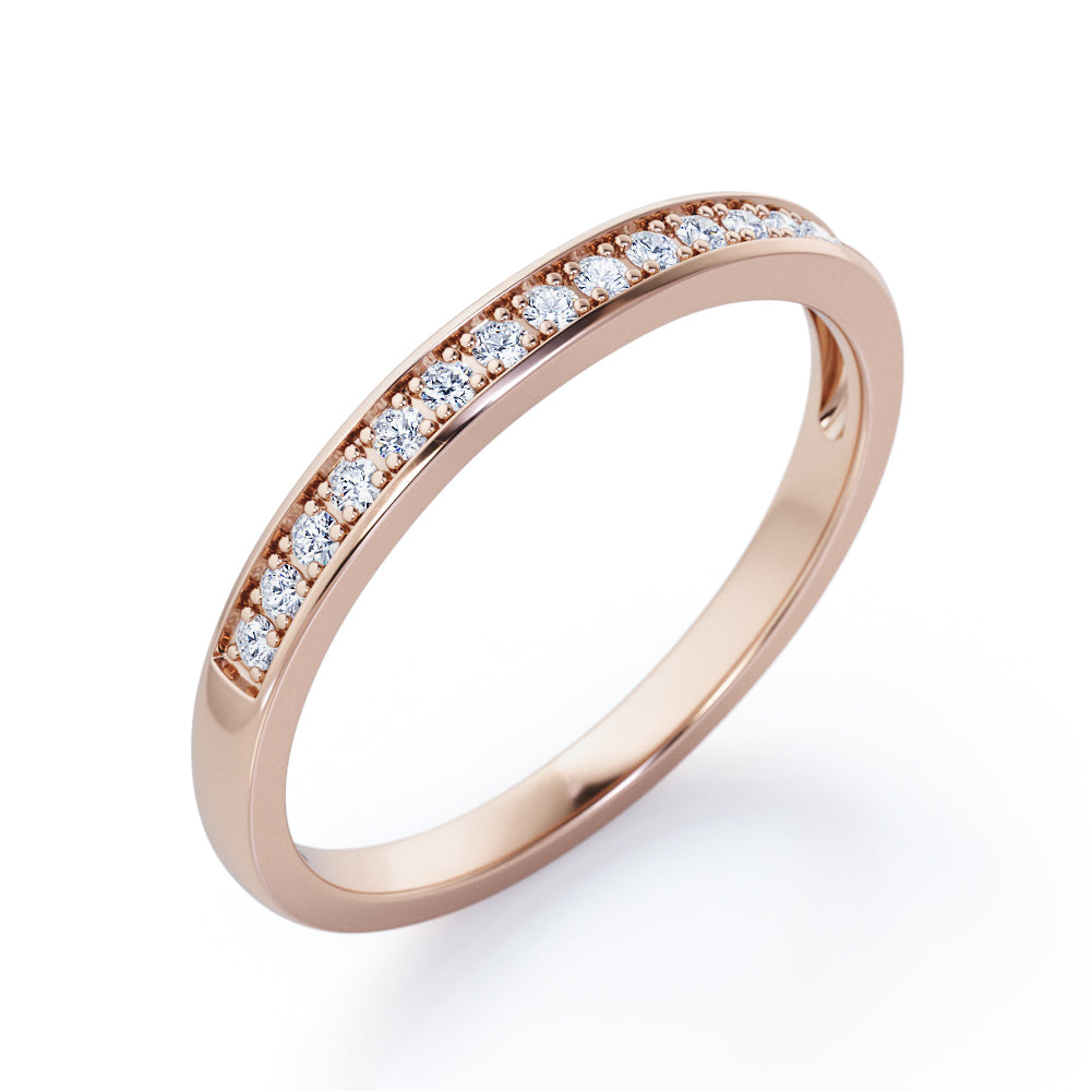 Semi Eternity 0.15 TCW Pave Accented Wedding Band
