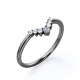 Minimalist V Shaped 0.10 TCW Pave Wedding Band