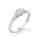 1.25 Carat Round Cut Moissanite Micro Pave Engagement Ring
