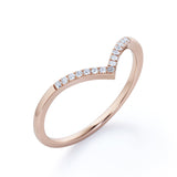 V-Curved 0.15 TCW Round Shape Pave Wedding Ring