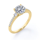Certified 1.35 CT Round Lab Diamond Half Eternity Pave Engagement Ring