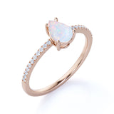 Solitair 0.75 Ct Pear Cut Lab Created Opal Promise Ring