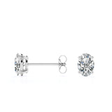 Certified - 1 Carat Ovate Moissanite - 4 Prong Solitaire Stud Earrings - 18K Rose Gold Plating Over Silver