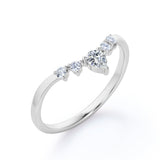 Five Stone 0.15 TCW Round Cut Curved Wedding Band