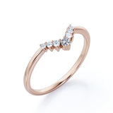 Minimalist V Shaped 0.10 TCW Pave Wedding Band