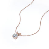 Certified Solitaire 1.5 Carat Round Shape Moissanite Pendant Necklace In 18K Rose Gold Plating Over Silver