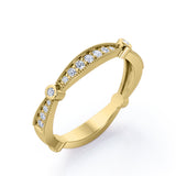 Milgrain Pave 0.15 TCW Round Cut Stackable Ring