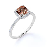 1.75 ct Cushion Lab Created Morganite Halo Engagement Ring